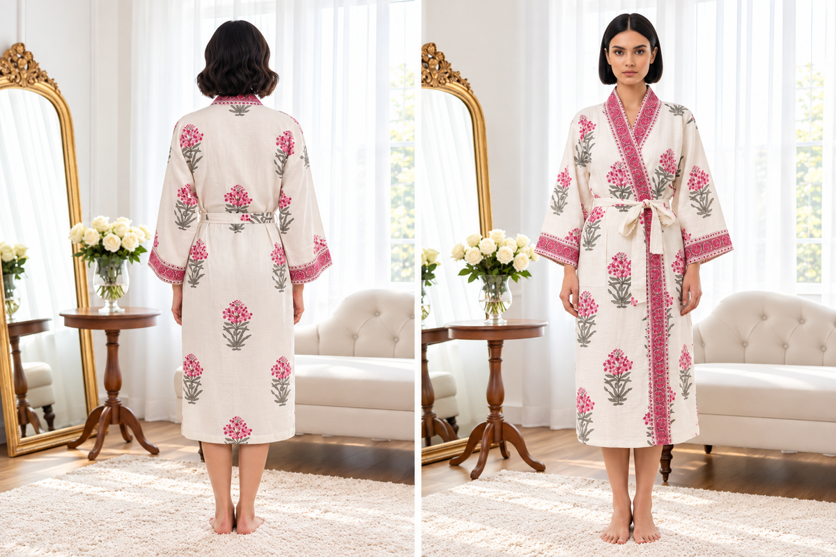 Robe Block Print | Branco & Rosa Floral