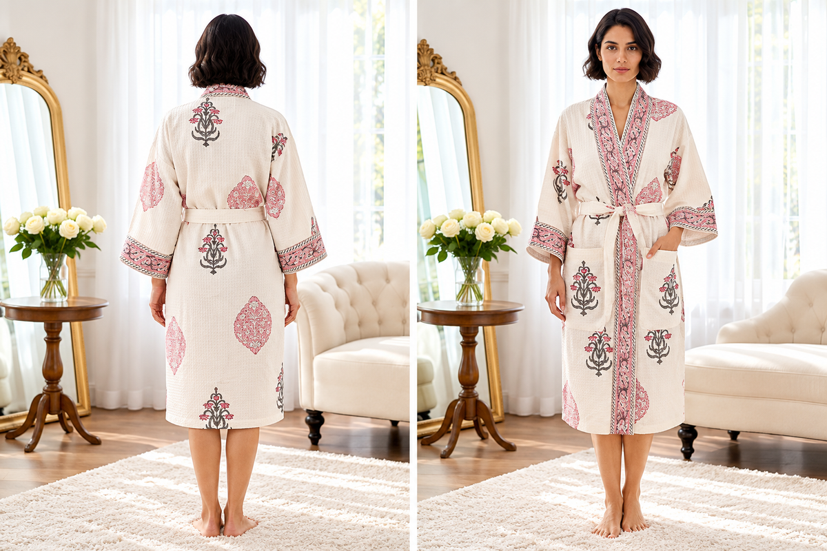Robe Floral em Creme & Rosa