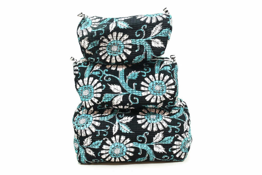 Bolsas floral preto turquesa - frente