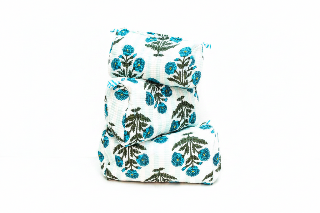 Bolsas flores turquesa - frente