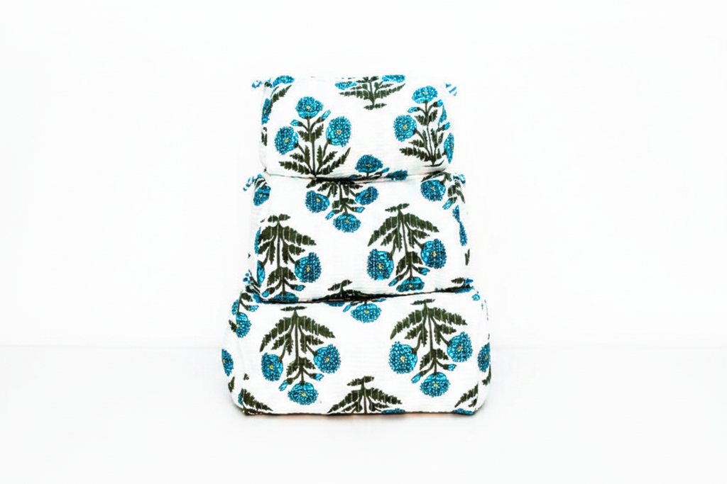 Bolsas flores turquesa - ângulo