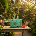 Capa laptop verde água pássaros cenário jardim botânico