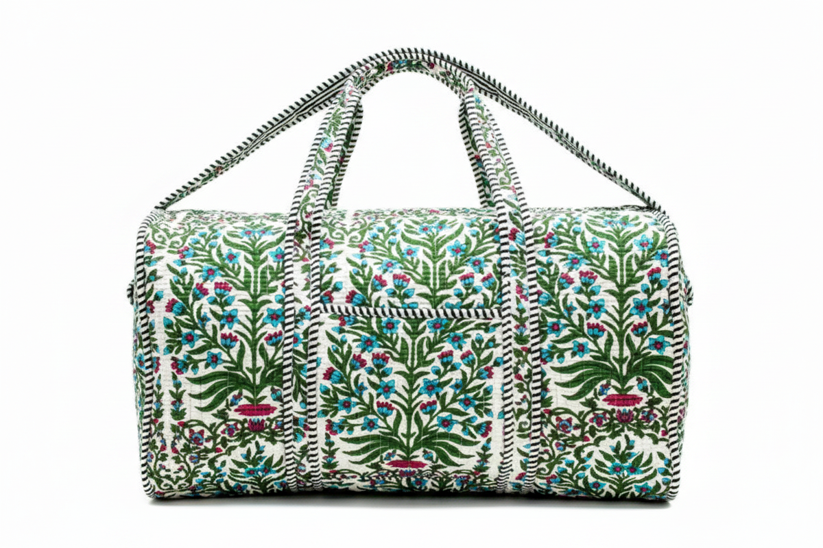 Duffle bag flores azuis - sem cabide