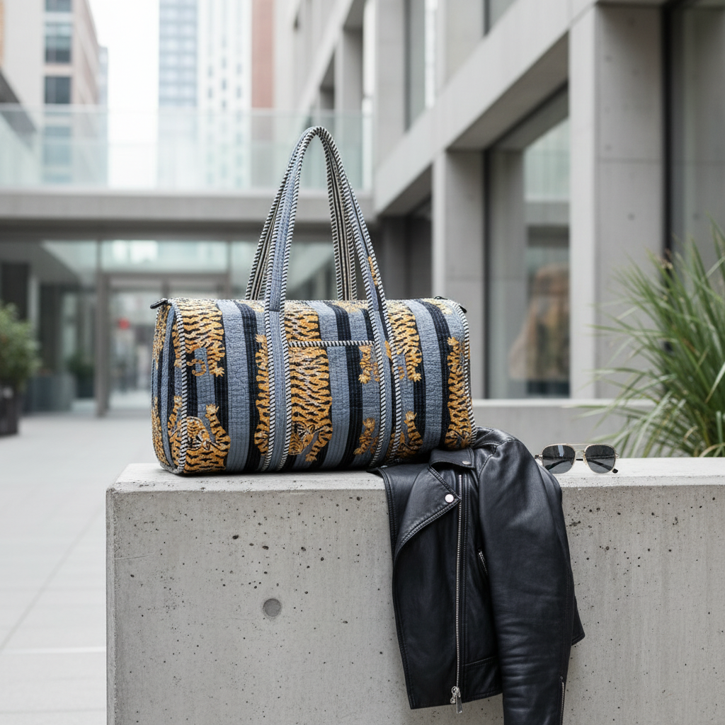 Duffle Bag tigres cinza preto cenário urbano