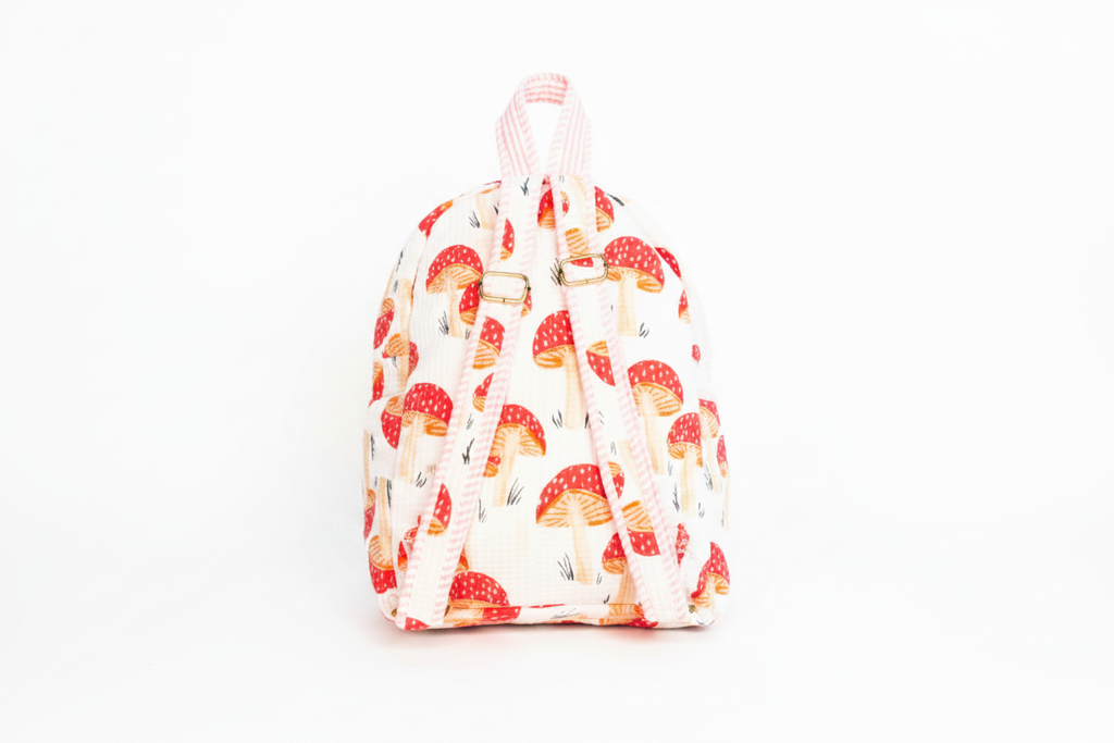 Mochila cogumelos rosa - costas