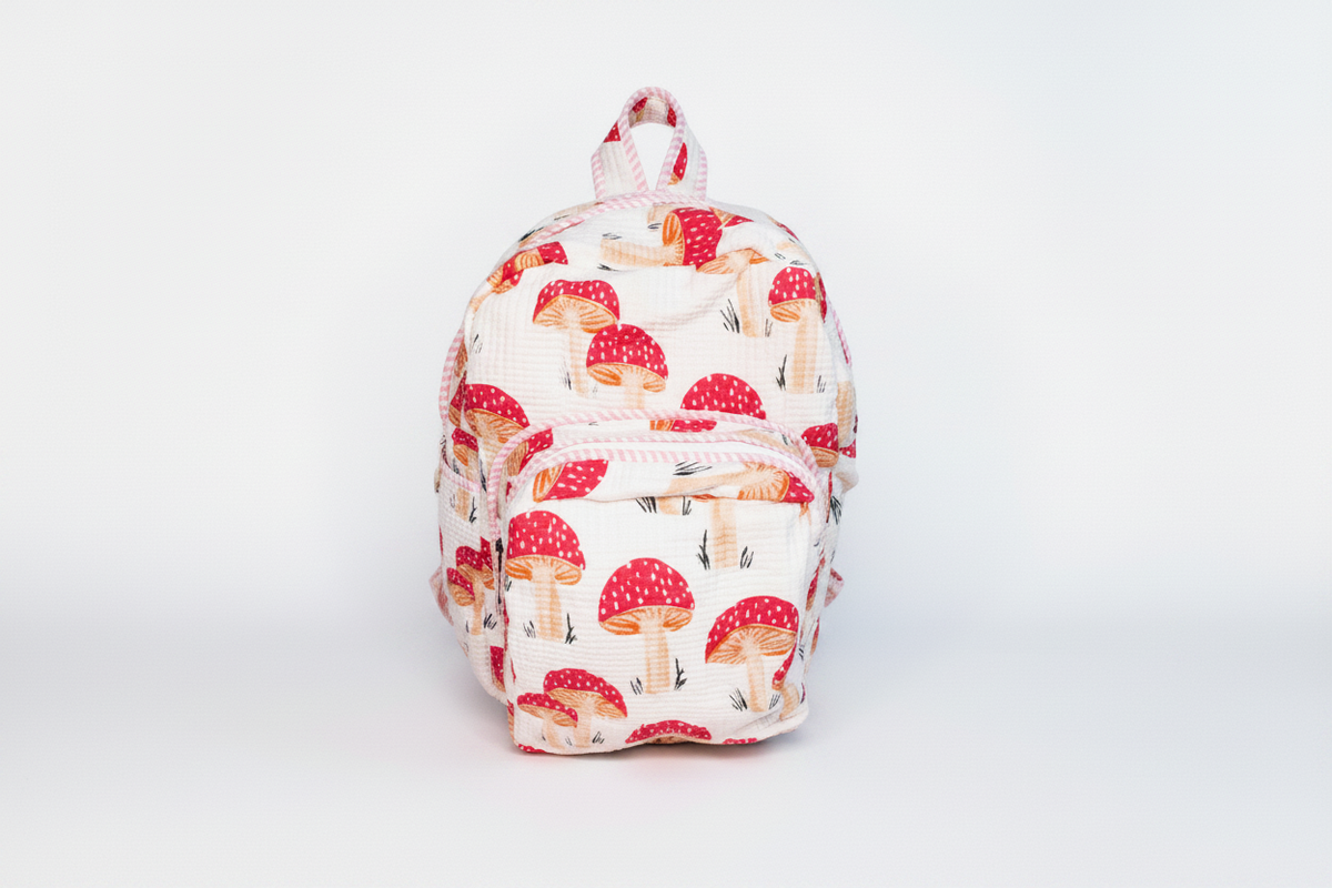 Mochila cogumelos rosa - frente