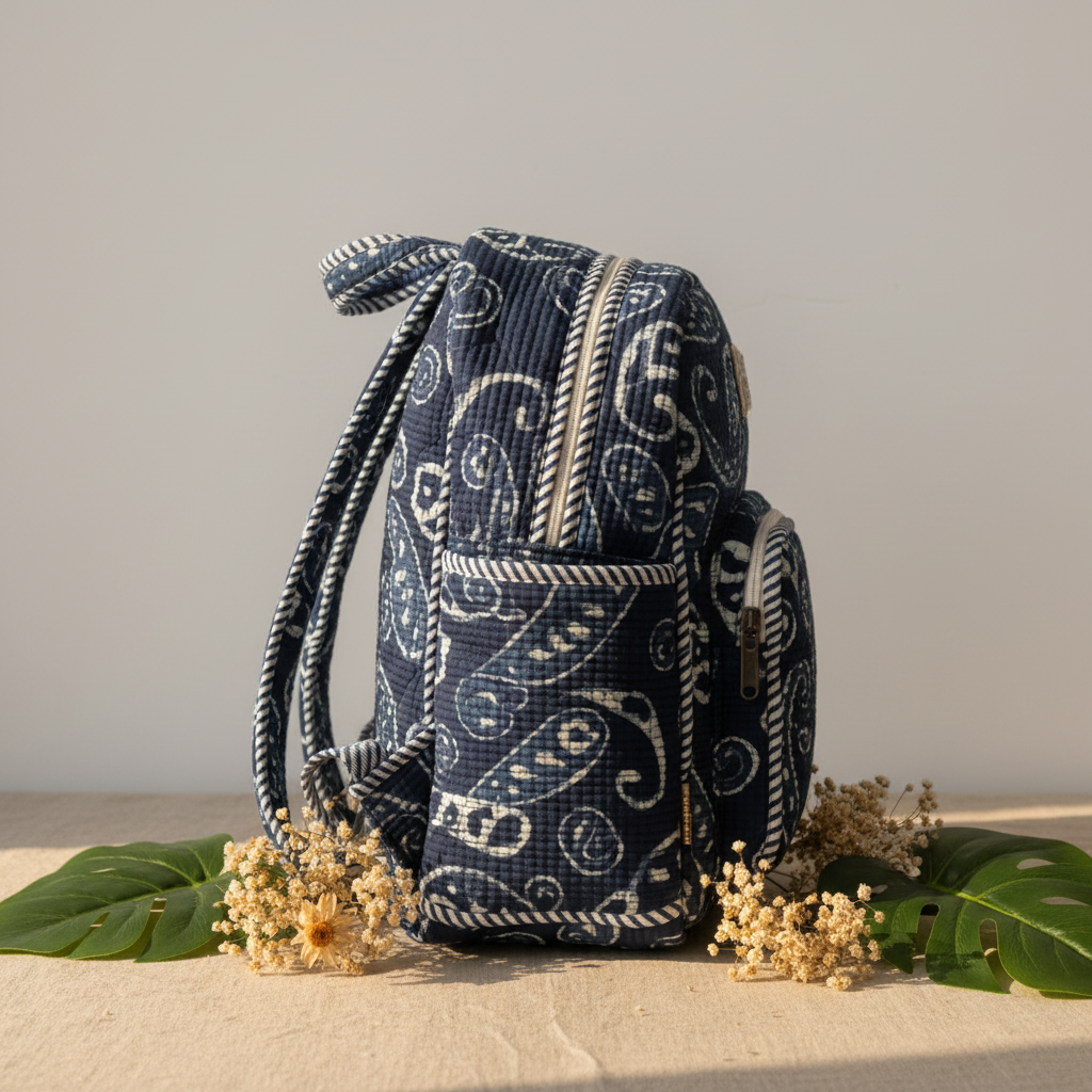 Mochila Unicórnios Azul Escuro - Lateral