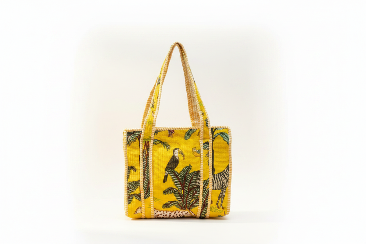Tiffin Bag amarela animais da selva clarificada