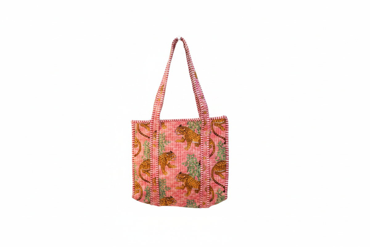 Tiffin Bag rosa com tigres clarificada
