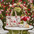 Tote Bag branca flores cenário garden party inglês