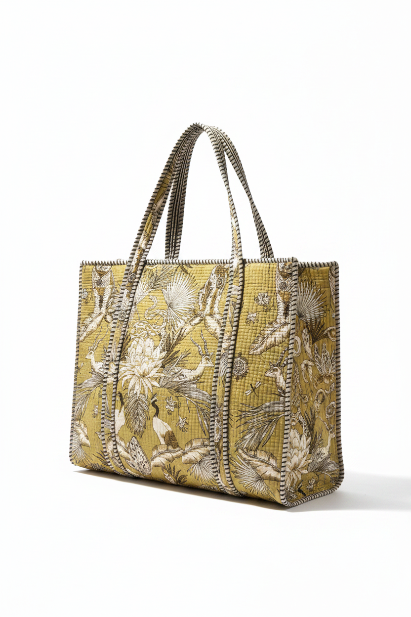 Tote Bag - Garças e flores tropicais