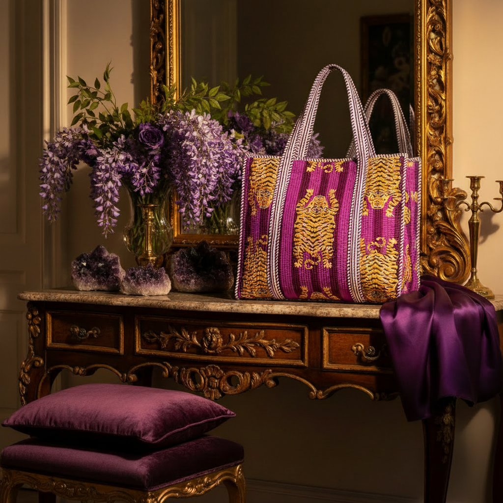 Tote Bag tigres roxo mais clara